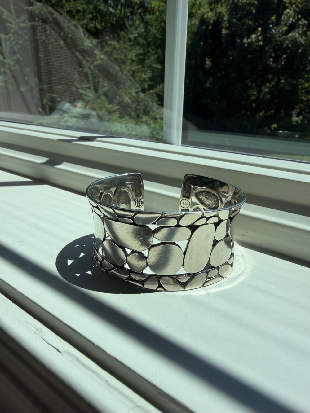 Sterling Silver Textured Pebble Cuff Bracelet